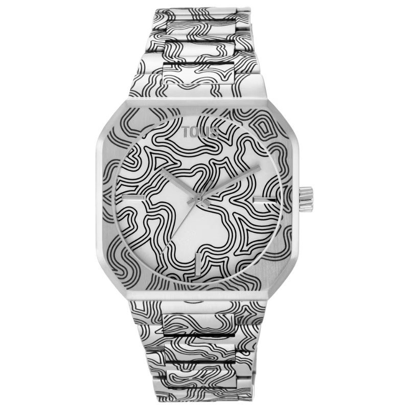Reloj Tous Lit cuadrado, acero y brazalete grabado Kaos, 3000140100.