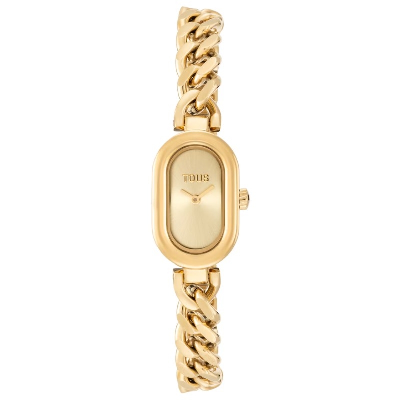 Reloj Tous Oval Time tipo joya dorado y brazalete de cadena, 3000140200.