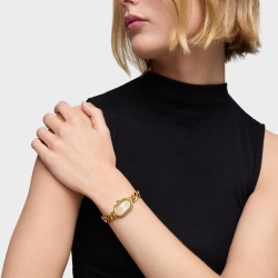 Reloj Tous Oval Time tipo joya dorado y brazalete de cadena, 3000140200.