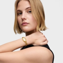 Reloj Tous Oval Time tipo joya dorado y brazalete de cadena, 3000140200.
