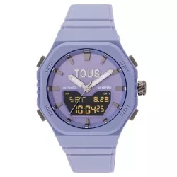Reloj Tous Bet analógico/digital, acero gris y resina lila 3000135000.