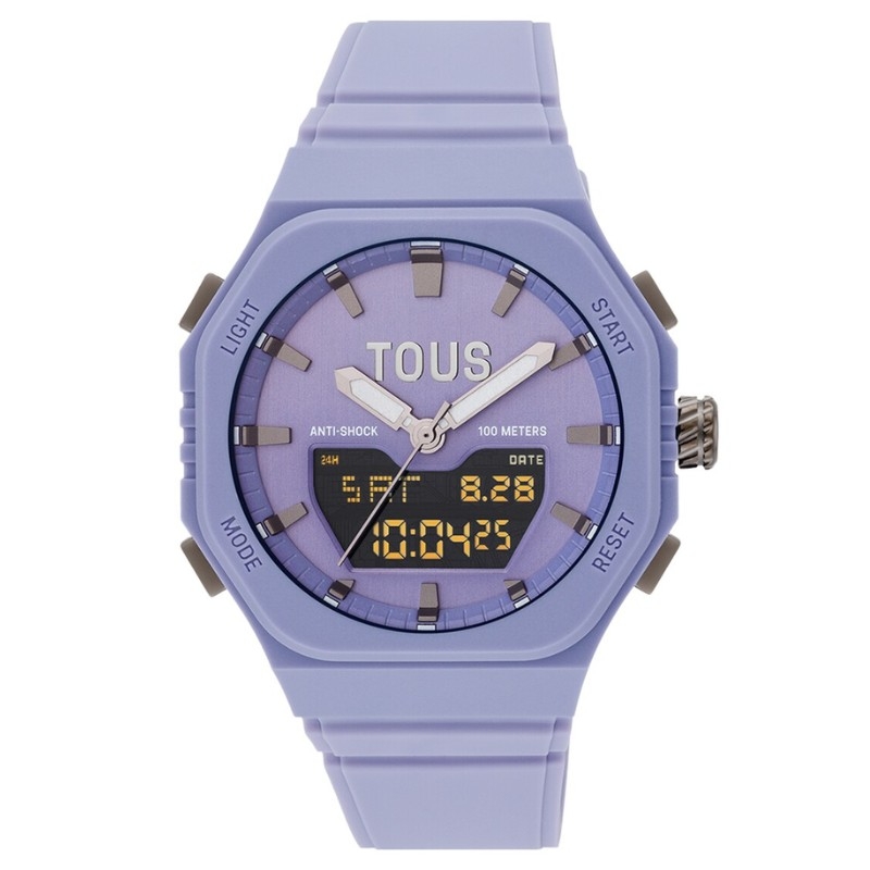 Reloj Tous Bet analógico/digital, acero gris y resina lila 3000135000.