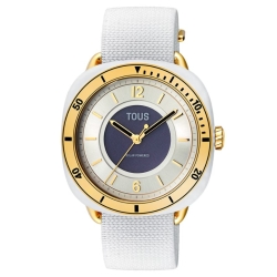 Reloj Tous Osier solar blanco con caja de cerámica y detalles dorados, 3000138000.