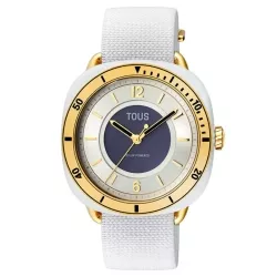 Reloj Tous Osier solar blanco con caja de cerámica y detalles dorados, 3000138000.