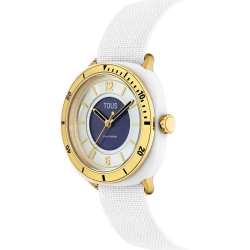 Reloj Tous Osier solar blanco con caja de cerámica y detalles dorados, 3000138000.
