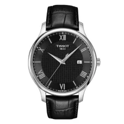 Reloj Tissot Tradition de hombre en negro, 3 agujas con correa piel T0636101605800.