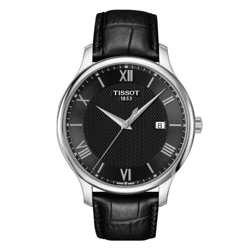 Reloj Tissot Tradition de hombre en negro, 3 agujas con correa piel T0636101605800.