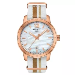 Reloj Tissot Quickster rosé, esfera nácar y correas NATO T0954103711700.