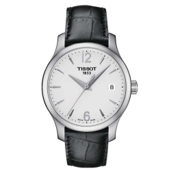 Reloj Tissot de mujer Tradition, de estilo clásico y correa de piel negra T0632101603700.
