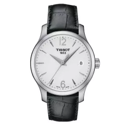 Reloj Tissot de mujer Tradition, de estilo clásico y correa de piel negra T0632101603700.