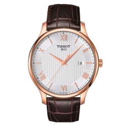 Reloj Tissot Tradition con caja rosé y correa de piel T0636103603800.
