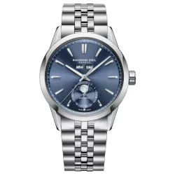 Reloj Raymond Weil Freelancer fase lunar y esfera azul, 2766-ST-50001.