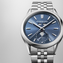 Reloj Raymond Weil Freelancer fase lunar y esfera azul, 2766-ST-50001.