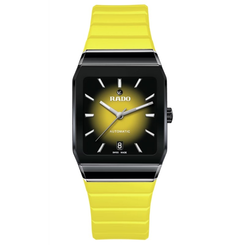 Reloj Rado Anatom Automatic cerámica negra y correa amarilla, R10201259.
