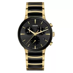 Reloj Rado Centrix Chronograph cerámica negra y dorado, R30211152.