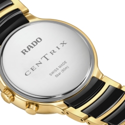 Reloj Rado Centrix Chronograph cerámica negra y dorado, R30211152.