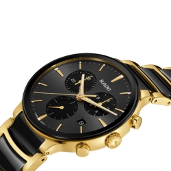 Reloj Rado Centrix Chronograph cerámica negra y dorado, R30211152.
