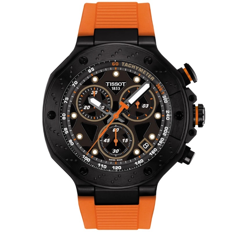 Reloj Tissot T-Race Quartz Chronograph negro y naranja, T1414173705102