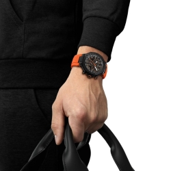 Reloj Tissot T-Race Quartz Chronograph negro y naranja, T1414173705102