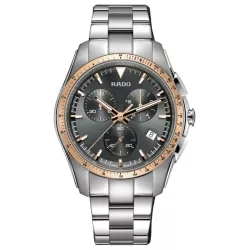 Reloj Rado para hombre HyperChrome en acero y cerámica gris, con cronógrafo y detalles dorados R32259163.