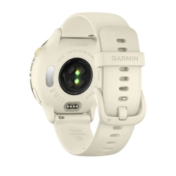 Reloj Garmin vívoactive® 6 dorado oro lunar y correa hueso, 010-02985-01.