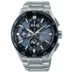 Reloj Seiko Astron Solar, dual time de titanio y esfera azul, SSH175J1.