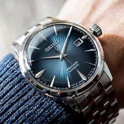 Reloj Seiko Presage Cocktail Time automático, esfera azul, SRPB41J1.