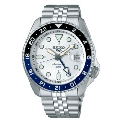 Reloj Seiko 5 Sports GMT automático con esfera plateada, SSK033K1.
