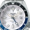 Reloj Seiko 5 Sports GMT automático con esfera plateada, SSK033K1.