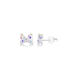 Pendientes de plata Disney con forma de lazo y lunares, ES00107SL.CS.