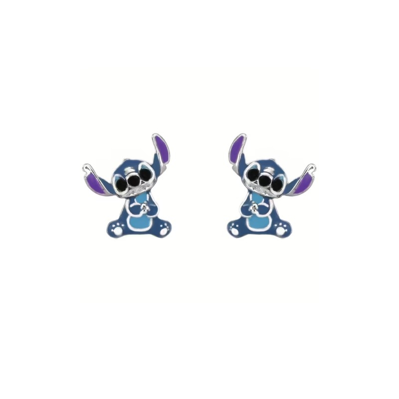 Pendientes de plata Disney con Stitch esmaltado en color, ES00037SRHL.CS.