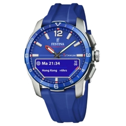 Reloj híbrido Festina Connected D, caja de titanio, azul eléctrico, F23000/3.