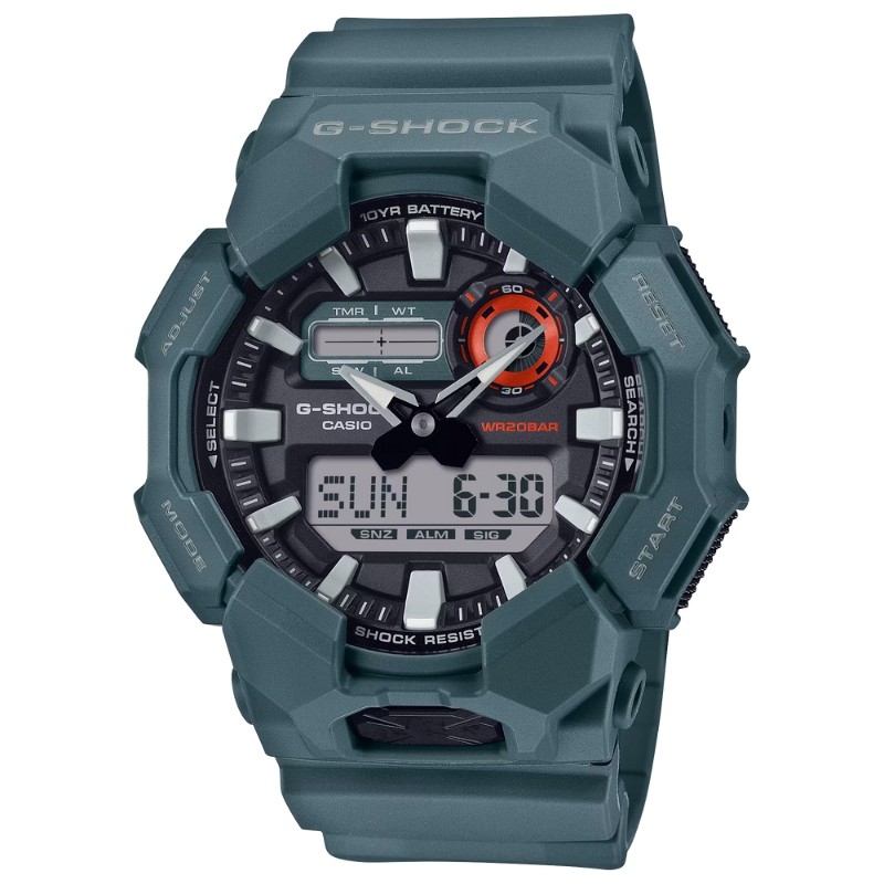 Reloj G-Shock en resina verde y esfera negra, GA-010-2AER.