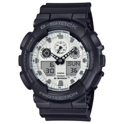 Reloj G-Shock analógico/digital negro y esfera blanca, GA-100WD-1AER.