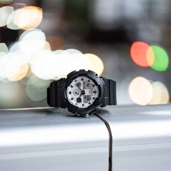 Reloj G-Shock analógico/digital negro y esfera blanca, GA-100WD-1AER.