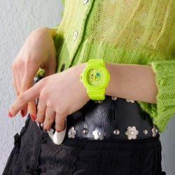 Reloj Casio Baby-G caja rectangular en verde flúor, BGA-10-3AER.