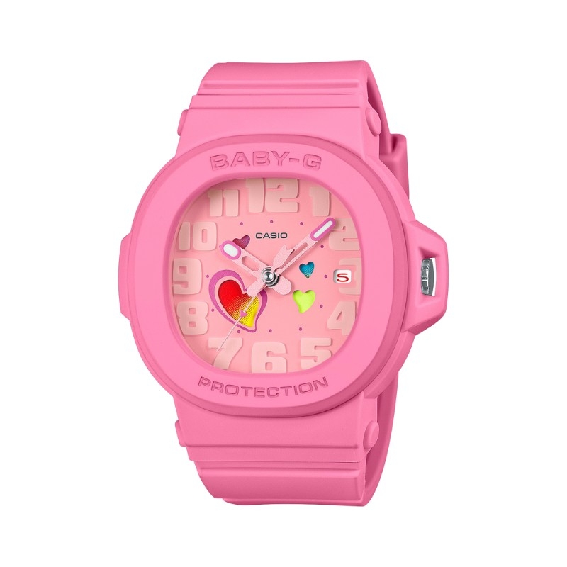 Reloj Casio Baby-G con caja rectangular y resina rosa, BGA-10-4AER.