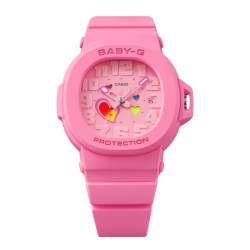 Reloj Casio Baby-G con caja rectangular y resina rosa, BGA-10-4AER.