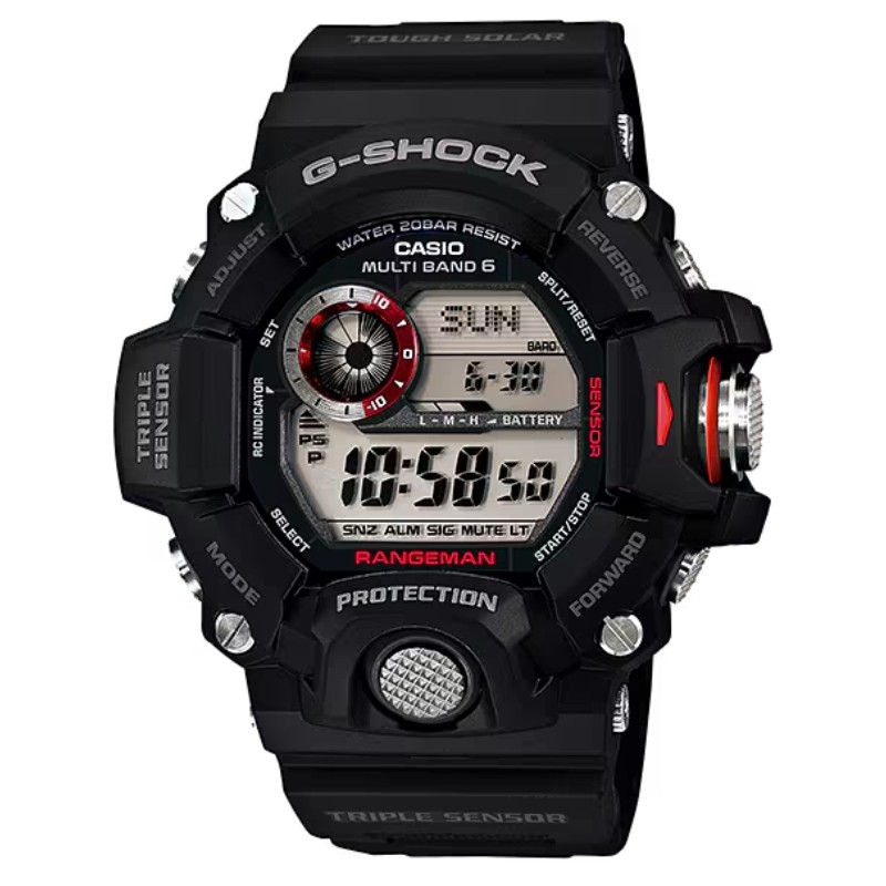 Reloj G-Shock Rangeman Solar negro y detalles en rojo, GW-9400-1ER.