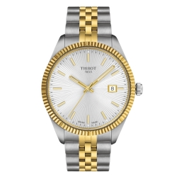 Reloj Tissot Ballade cuarzo bicolor esfera plateada, T1564102203100.