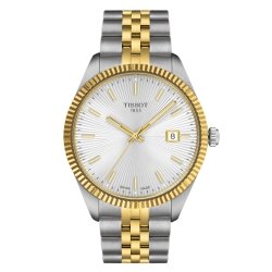 Reloj Tissot Ballade cuarzo bicolor esfera plateada, T1564102203100.