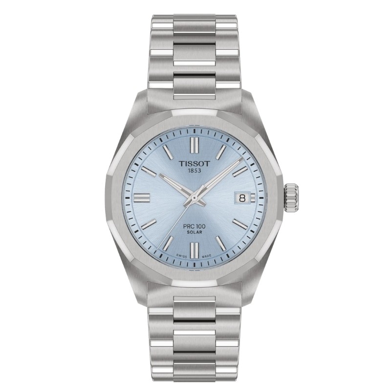 Reloj Tissot PRC 100 Solar acero esfera celeste 34 mm, T1518221135100.