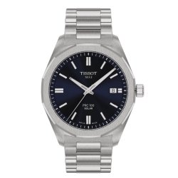 Reloj Tissot PRC 100 Solar acero, esfera azul y 39 mm, T1514221104100.