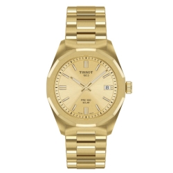 Reloj Tissot PRC 100 Solar acero dorado y 34 mm, T1518223302100.