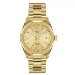 Reloj Tissot PRC 100 Solar acero dorado y 34 mm, T1518223302100.