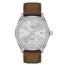 Reloj Tissot PRC 100 Solar de 39 mm y correa marrón, T1514221603100.