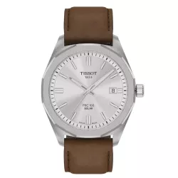 Reloj Tissot PRC 100 Solar de 39 mm y correa marrón, T1514221603100.
