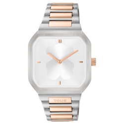 Reloj Tous D-Bear analógico bicolor rosé y esfera plateada, 3000137500