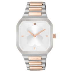 Reloj Tous D-Bear analógico bicolor rosé y esfera plateada, 3000137500