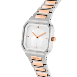 Reloj Tous D-Bear analógico bicolor rosé y esfera plateada, 3000137500